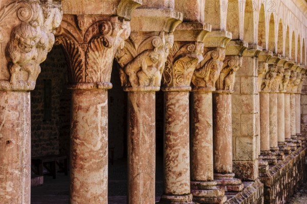 Capitals, 12th century cloister, Benedictine monastery of Sant Miquel de Cuixa, year 879, eastern