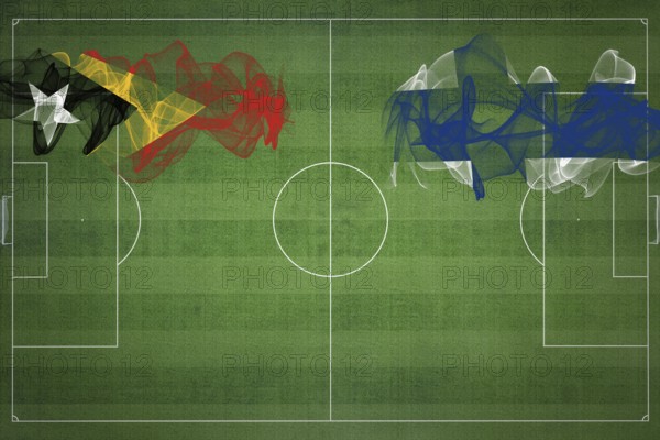 East Timor vs Finland Soccer Match, national colors, national flags, soccer field, football game,