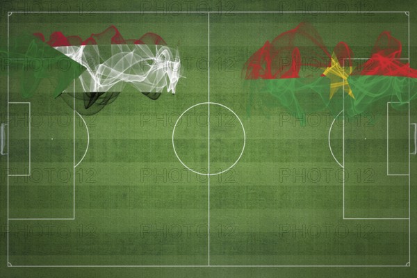 Sudan vs Burkina Faso Soccer Match, national colors, national flags, soccer field, football game,