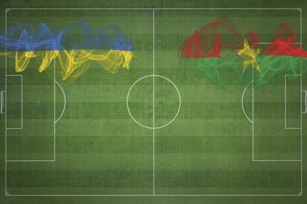 Ukraine vs Burkina Faso Soccer Match, national colors, national flags, soccer field, football game,