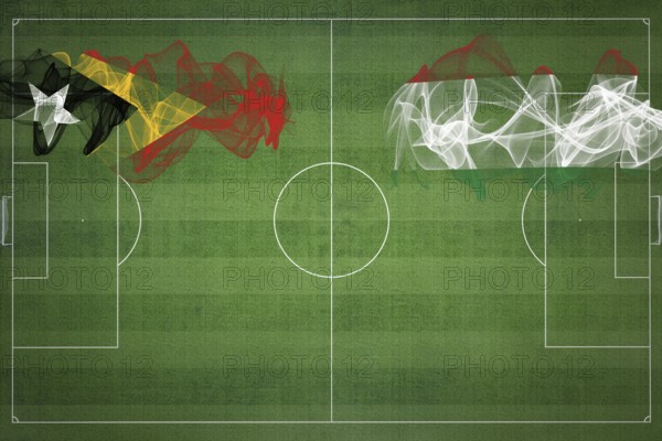 East Timor vs Hungary Soccer Match, national colors, national flags, soccer field, football game,