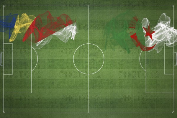 Seychelles vs Algeria Soccer Match, national colors, national flags, soccer field, football game,