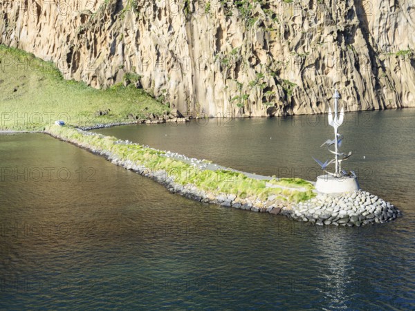 Breakwater in front of the harbour entrance, Heimaey, Westman Islands, Suðurland or South Iceland,