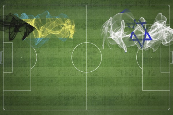 Bahamas vs Israel Soccer Match, national colors, national flags, soccer field, football game,