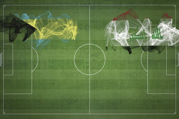 Bahamas vs Iraq Soccer Match, national colors, national flags, soccer field, football game,