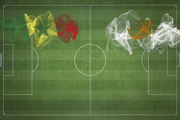 Senegal vs Cyprus Soccer Match, national colors, national flags, soccer field, football game,