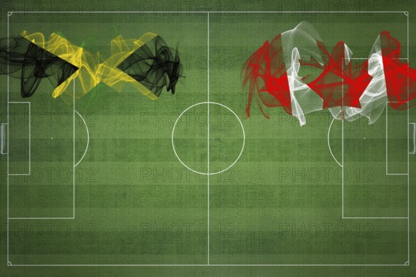 Jamaica vs Canada Soccer Match, national colors, national flags, soccer field, football game,