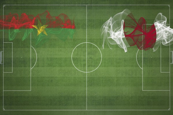 Burkina Faso vs Japan Soccer Match, national colors, national flags, soccer field, football game,