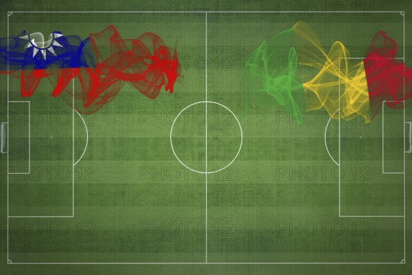 Taiwan vs Mali Soccer Match, national colors, national flags, soccer field, football game,