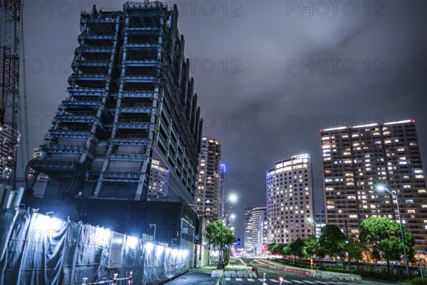 High-rise building construction site of the Yokohama Minato Mirai. Shooting Location: Yokohama-city