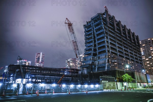 High-rise building construction site of the Yokohama Minato Mirai. Shooting Location: Yokohama-city