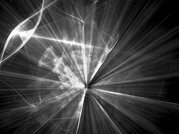 Abstract wavy background - computer-generated image. Fractal geometry: bright rays against chaos