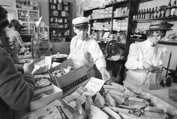 A general store museum in the 1970s. Photograph taken inside a general store, capturing its
