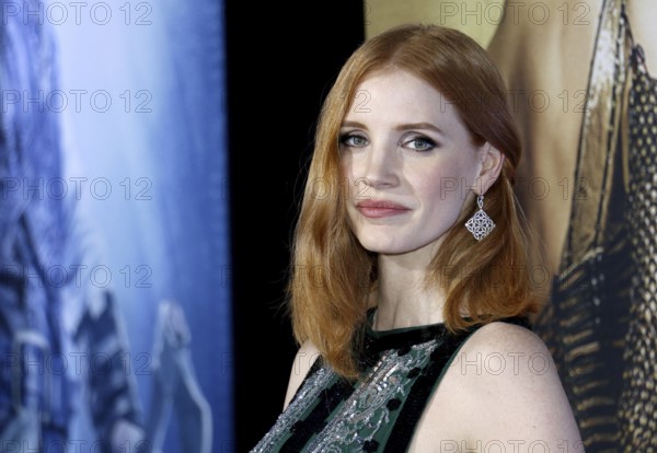 Jessica Chastain at the Los Angeles premiere of 'The Huntsman: Winter's War' held at the Regency