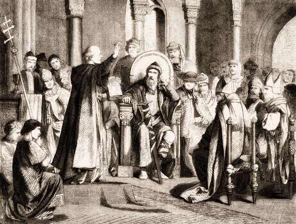 Charlemagne and the oath of purgation of Pope Saint Leo III, accused of adultery and perjury, Rome,