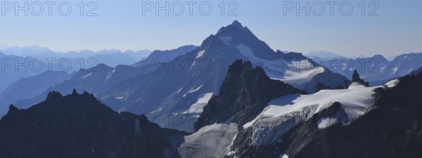 Glacier and mountains Fleckistock, Stucklistock and others. Stunning view from mount Titlis,