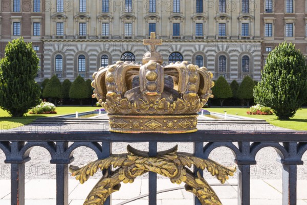 Stockholm, Sweden, 07 24 2019- Facade and square of Royal Palace in Stockholm, Europe