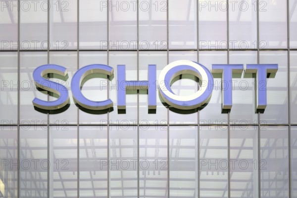 Mainz, Germany - February 10, 2018: The glass façade of the Schott AG headquarters in Mainz with