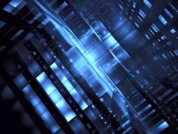 Abstract tech or sci fi background - computer-generated 3d illustration. Fractal art: diagonal