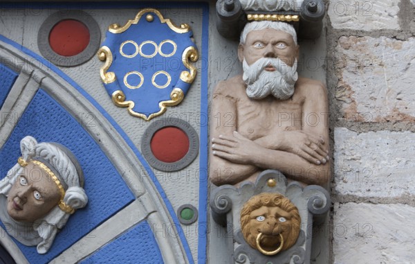 Renaissance portal, Gewandhaus, Old town market square, Brunswick, Lower Saxony, Germany, Europe,