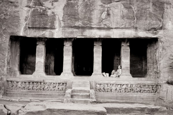 Rock cut caves Badami, Karnataka, India, Asia