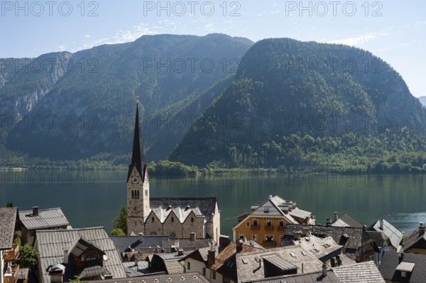 18 Jun 2019, Hallstatt, Salzkammergut, Upper Austria, Austria, Europe, View of Hallstatt with Lake