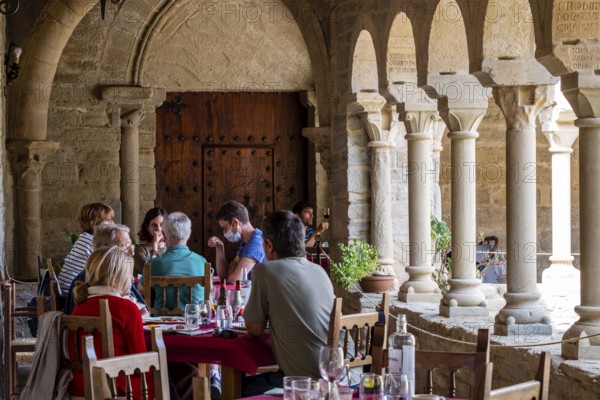 Cloister of the former cathedral of San Vicente, Roda de Isábena, Isábena Valley, Huesca, Spain,