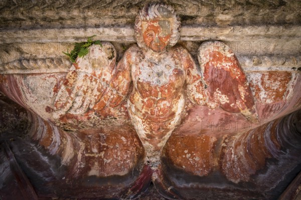 Fish fountain in the Mercedarian convent, church of La Merced, Antigua Guatemala, department of