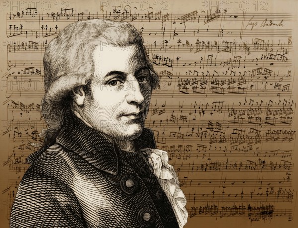 Wolfgang Amadeus Mozart, 1756 – 1791, composer of classical music, First Viennese School, notesheet