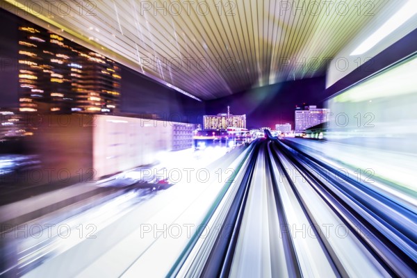 Long exposure from the Yurikamome Tokyo waterfront new traffic coastal line. Shooting Location: