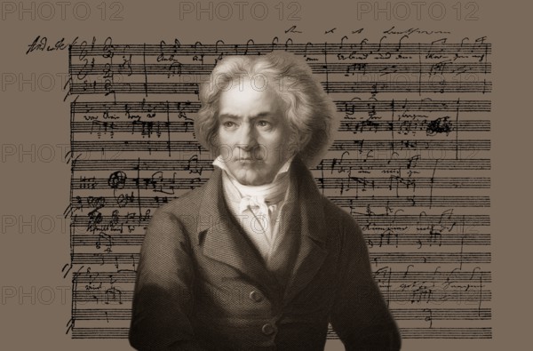 Hand-written musical notation, love song, Zärtliche Liebe, 1795, Ludwig van Beethoven, 1770 -1827,