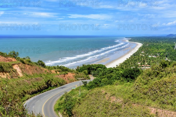 Beautiful road along the coast of the state of Bahia next to the beaches of Pe de Serra and Sargi