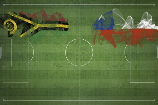 Vanuatu vs Chile Soccer Match, national colors, national flags, soccer field, football game,