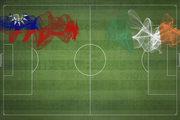 Taiwan vs Ireland Soccer Match, national colors, national flags, soccer field, football game,
