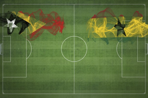 East Timor vs Ghana Soccer Match, national colors, national flags, soccer field, football game,