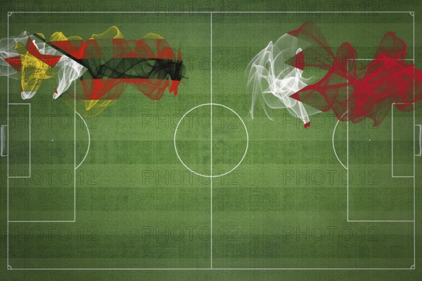 Zimbabwe vs Bahrain Soccer Match, national colors, national flags, soccer field, football game,