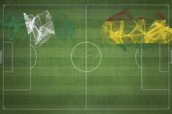 Nigeria vs Bolivia Soccer Match, national colors, national flags, soccer field, football game,