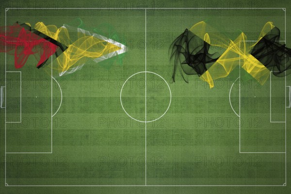 Guyana vs Jamaica Soccer Match, national colors, national flags, soccer field, football game,