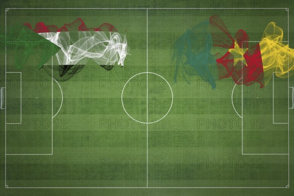 Sudan vs Cameroon Soccer Match, national colors, national flags, soccer field, football game,