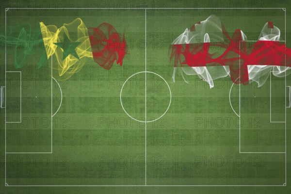 Senegal vs Georgia Soccer Match, national colors, national flags, soccer field, football game,
