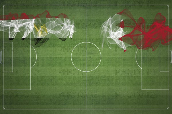 Egypt vs Bahrain Soccer Match, national colors, national flags, soccer field, football game,