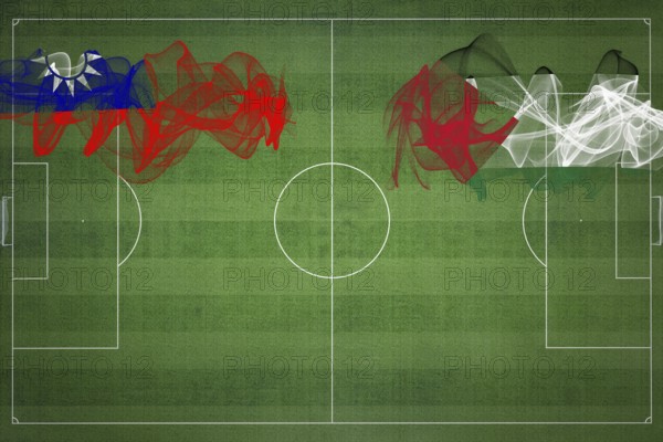 Taiwan vs Palestine Soccer Match, national colors, national flags, soccer field, football game,