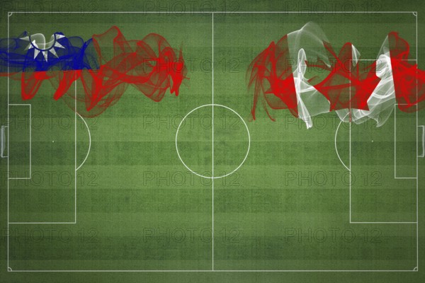 Taiwan vs Canada Soccer Match, national colors, national flags, soccer field, football game,