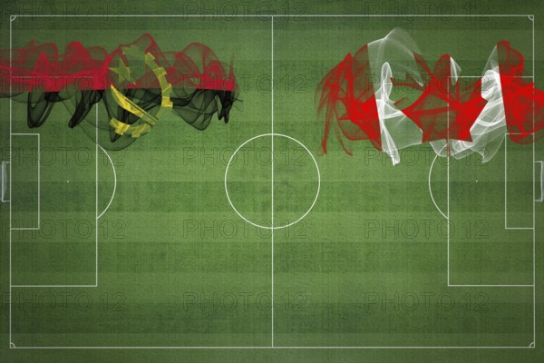 Angola vs Canada Soccer Match, national colors, national flags, soccer field, football game,