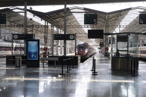 High-speed train arrives at Malaga's María Zambrano station, hub of rail travel in Andalusia,