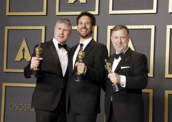 Guillaume Rocheron, Dominic Tuohy and Greg Butler at the 92nd Academy Awards, Press Room held at