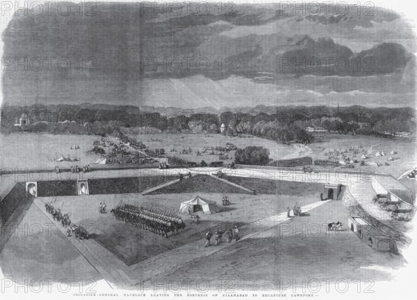 Military and mutiny, brigadier, general havelock leaving the fortress of Allahabad to recapture