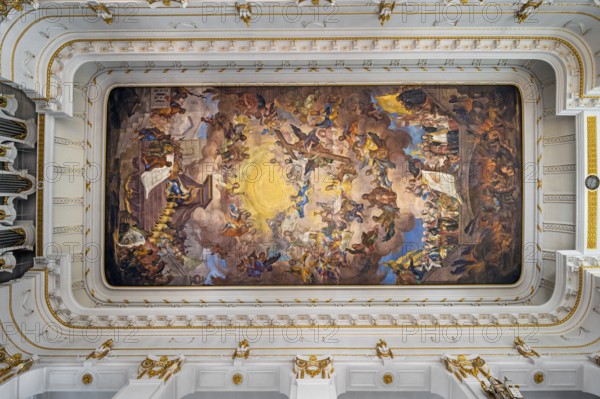 Ceiling fresco of the Roman Catholic Church of St Verena, Bad Wurzach, Allgäu, Baden-Württemberg,
