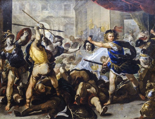 Luca Giordano, Perseus turning Phineas and his followers to stone, around 1660, oil on canvas,