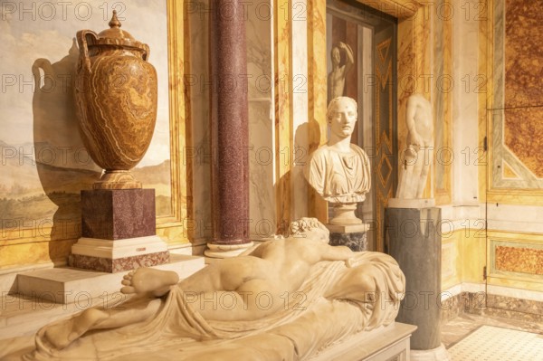 Rome, Italy, 28 December 2023: Galleria Borghese, Borghese Gallery, ancient art museum interior,